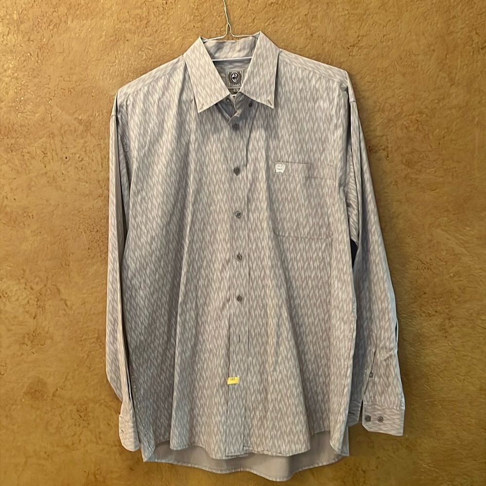 Cinch Men Large long sleeve Button down Shirt Size GrayWhite Rodeo Western Style